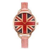 Union Jack Flag Women's Leather Watch