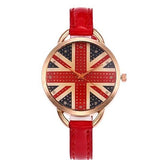 Union Jack Flag Women's Leather Watch