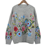 Embroidered Bohemian Botanical Sweater