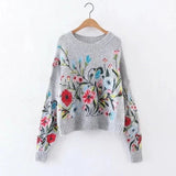 Embroidered Bohemian Botanical Sweater