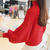 Cashmere Blend Batwing Sleeve Turtleneck