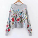 Embroidered Bohemian Botanical Sweater