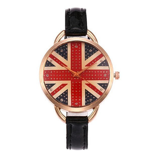 Union Jack Flag Women's Leather Watch