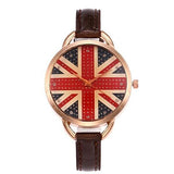 Union Jack Flag Women's Leather Watch