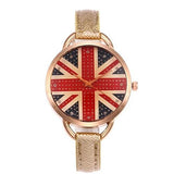 Union Jack Flag Women's Leather Watch