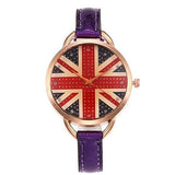 Union Jack Flag Women's Leather Watch