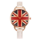 Union Jack Flag Women's Leather Watch