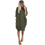 Crew Neck Baggy Pocket Dress