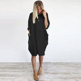 Crew Neck Baggy Pocket Dress