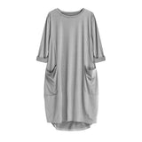 Crew Neck Baggy Pocket Dress