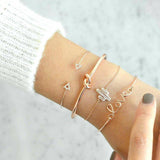 Gold Cactus Letter Knot Bracelet Set