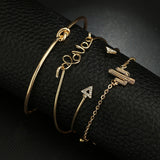 Gold Cactus Letter Knot Bracelet Set